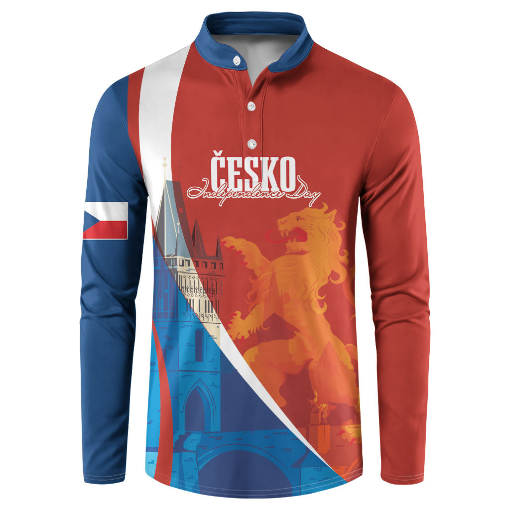 Czechia Charles Bridge Prague Personalized Button Sweatshirt Heraldic Lion