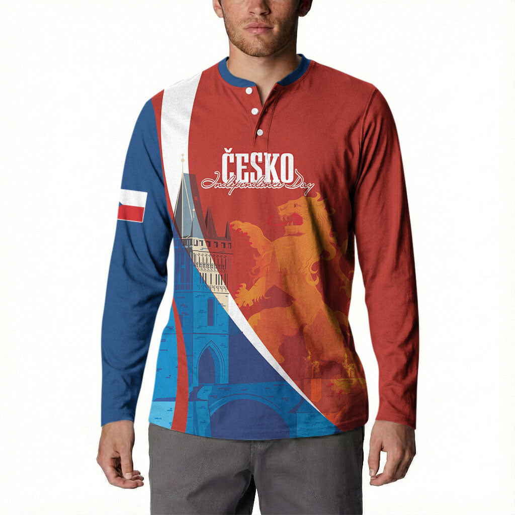 Czechia Charles Bridge Prague Personalized Button Sweatshirt Heraldic Lion