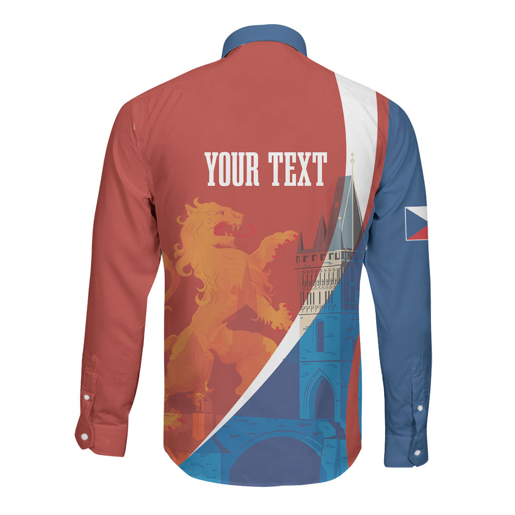 Czechia Charles Bridge Prague Personalized Long Sleeve Button Shirt Heraldic Lion