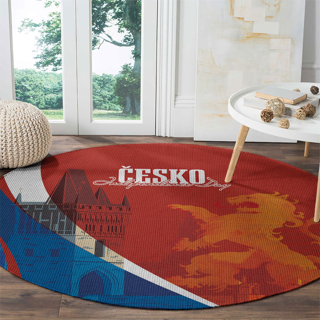 Czechia Charles Bridge Prague Round Carpet Heraldic Lion