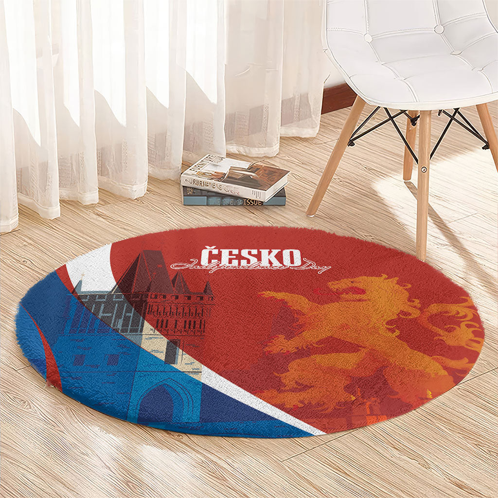 Czechia Charles Bridge Prague Round Carpet Heraldic Lion
