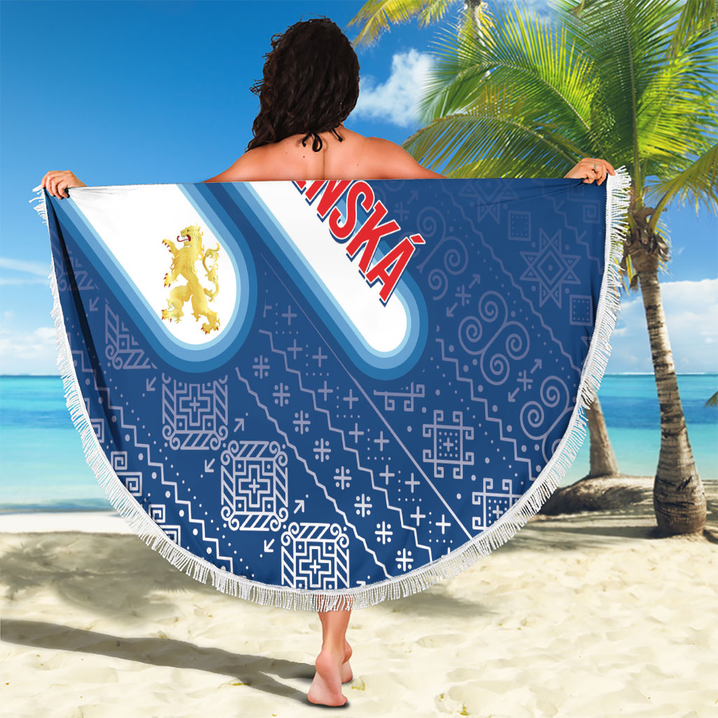 Slovenska Independence Day Beach Blanket Folk Pattern Motifs