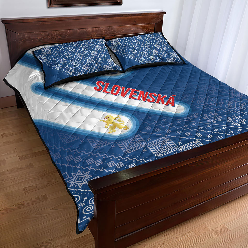 Slovenska Independence Day Quilt Bed Set Folk Pattern Motifs