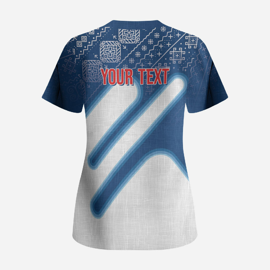 Slovenska Independence Day Personalized Scrub Top Folk Pattern Motifs