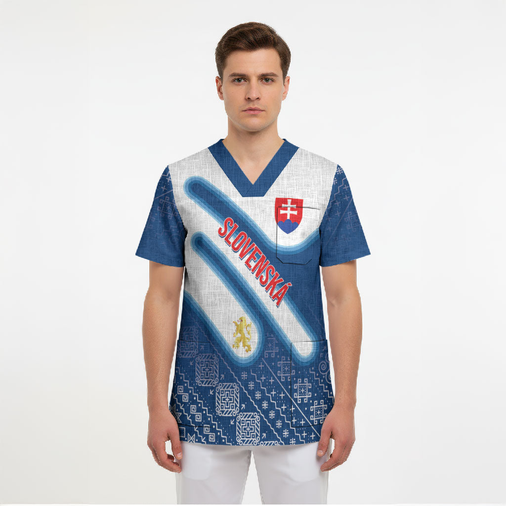 Slovenska Independence Day Personalized Scrub Top Folk Pattern Motifs