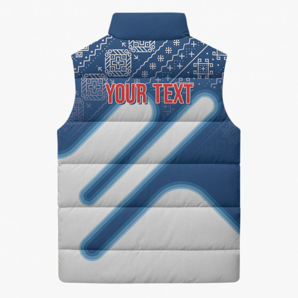 Slovenska Independence Day Personalized Sleeveless Puffer Jacket Folk Pattern Motifs