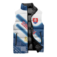 Slovenska Independence Day Personalized Sleeveless Puffer Jacket Folk Pattern Motifs
