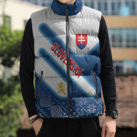 Slovenska Independence Day Personalized Sleeveless Puffer Jacket Folk Pattern Motifs