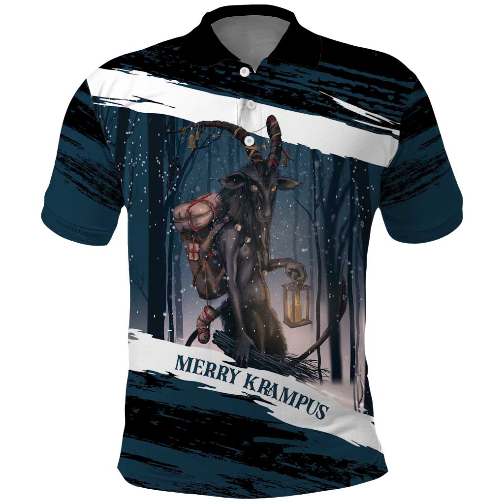 Merry Christmas Polo Shirt Krampus in The Woods - Dark Teal