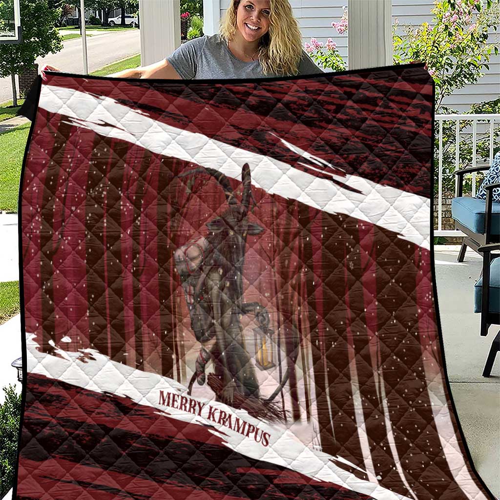 Merry Christmas Quilt Krampus in The Woods - Red - Wonder Print Shop