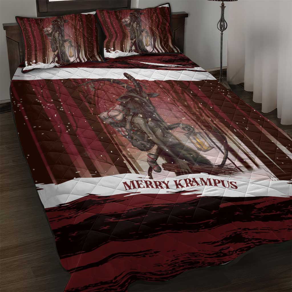 Merry Christmas Quilt Bed Set Krampus in The Woods - Red - Wonder Print Shop