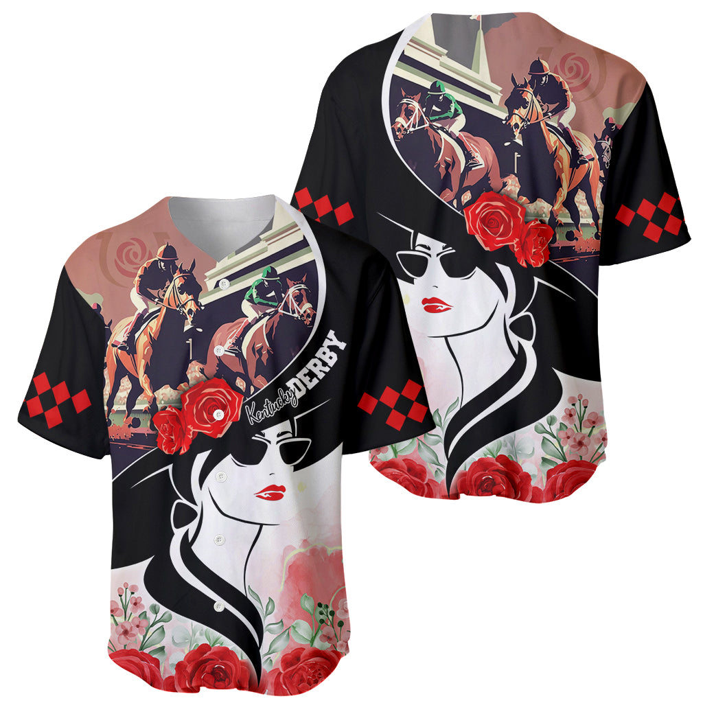Black baseball jersey, two-sided collage with horses, roses, checkered panels, face
