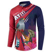 Haiti Personalized Button Sweatshirt Hispaniolan Trogon Tropical Vibes