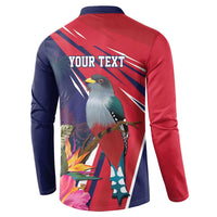 Haiti Personalized Button Sweatshirt Hispaniolan Trogon Tropical Vibes