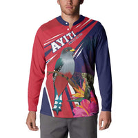 Haiti Personalized Button Sweatshirt Hispaniolan Trogon Tropical Vibes