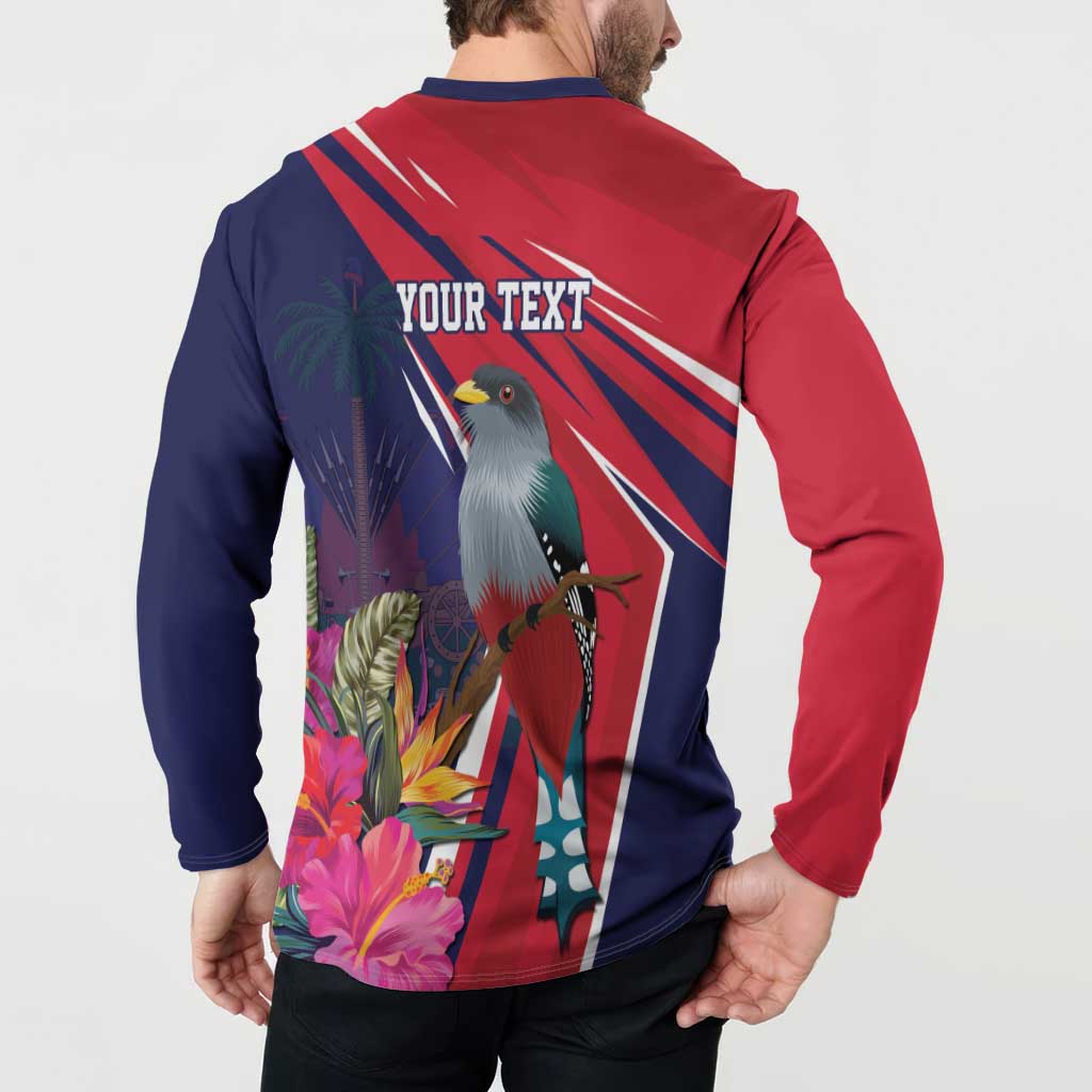 Haiti Personalized Button Sweatshirt Hispaniolan Trogon Tropical Vibes
