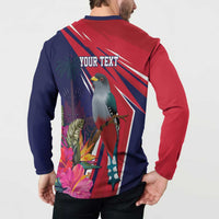 Haiti Personalized Button Sweatshirt Hispaniolan Trogon Tropical Vibes