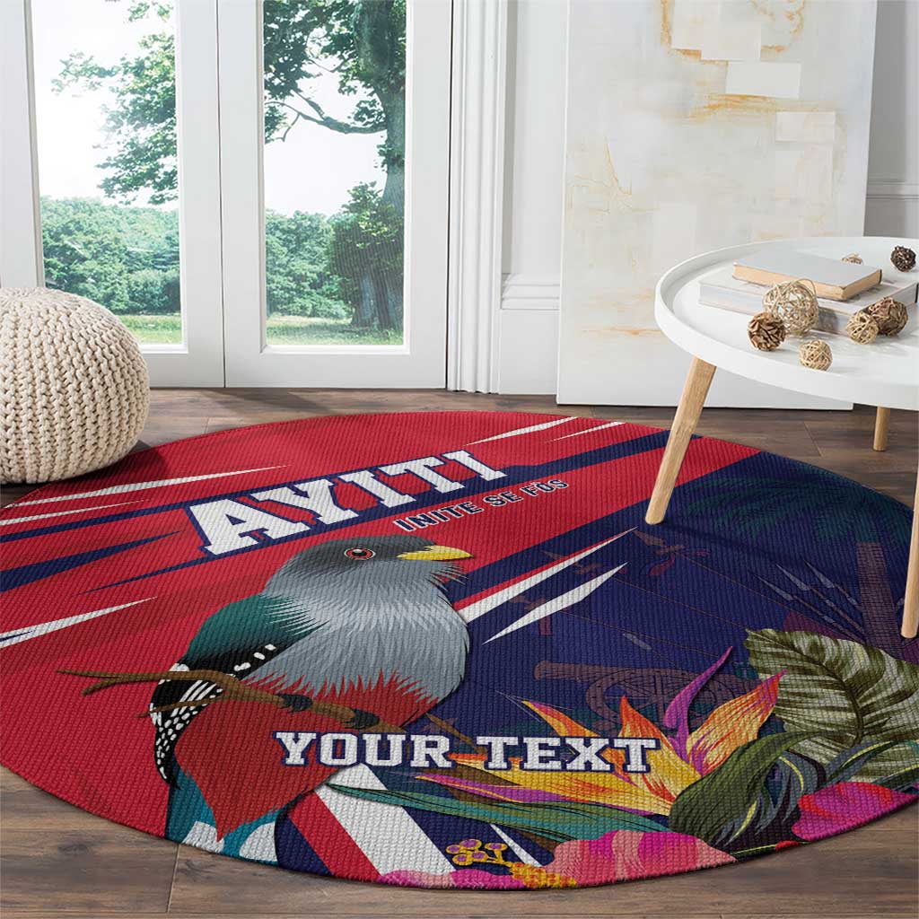 Haiti Personalized Round Carpet Hispaniolan Trogon Tropical Vibes
