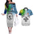 Personalised Malampa Fiji Day Couples Matching Off The Shoulder Long Sleeve Dress and Hawaiian Shirt Gradient Style LT7 - Wonder Print Shop