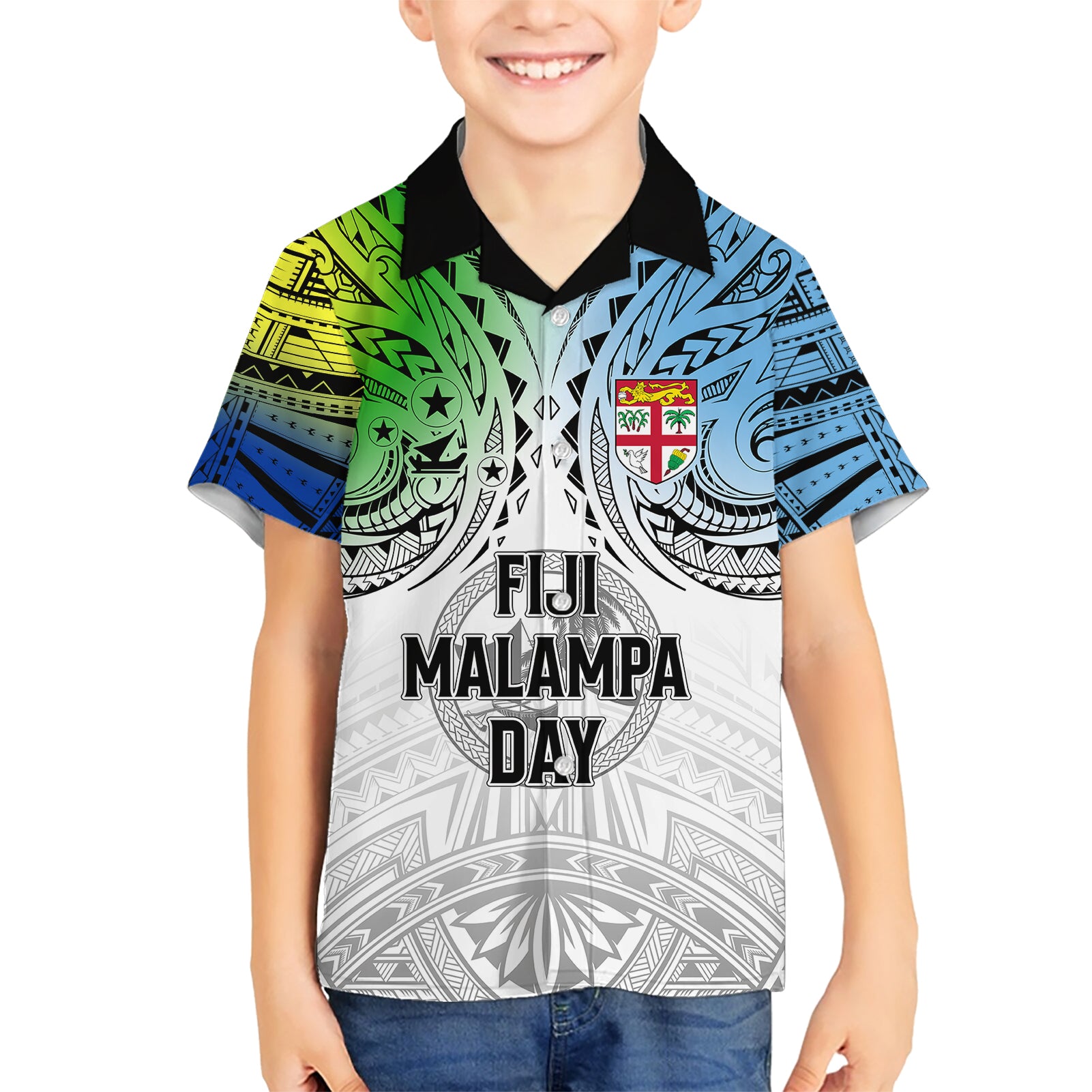 Personalised Malampa Fiji Day Kid Hawaiian Shirt Gradient Style - Wonder Print Shop