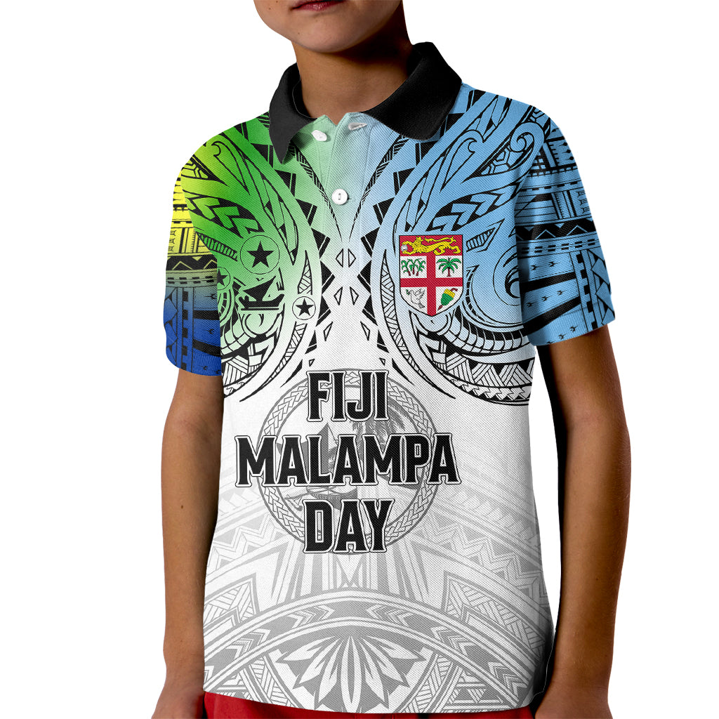 Personalised Malampa Fiji Day Kid Polo Shirt Gradient Style - Wonder Print Shop