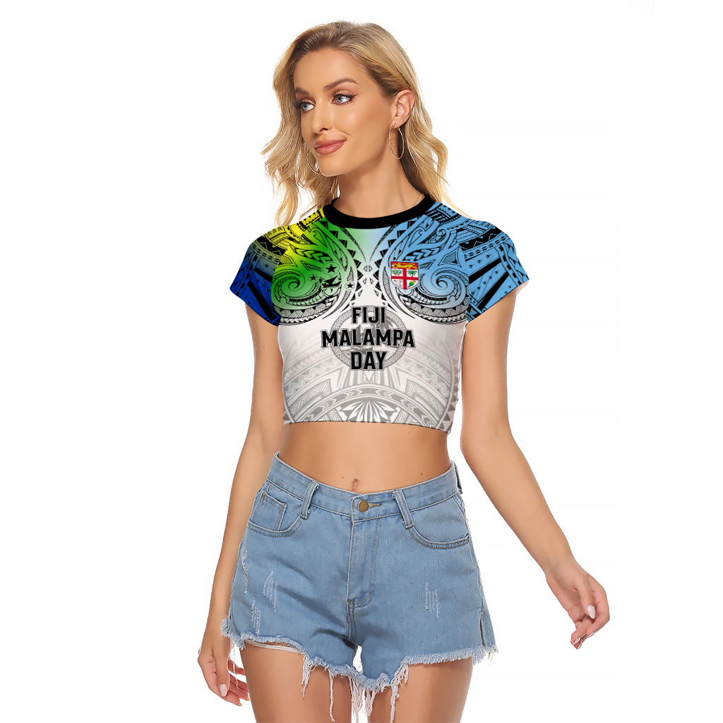 Personalised Malampa Fiji Day Raglan Cropped T Shirt Gradient Style - Wonder Print Shop