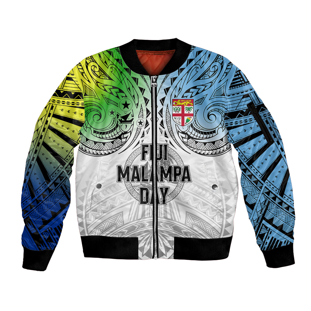 Personalised Malampa Fiji Day Sleeve Zip Bomber Jacket Gradient Style - Wonder Print Shop