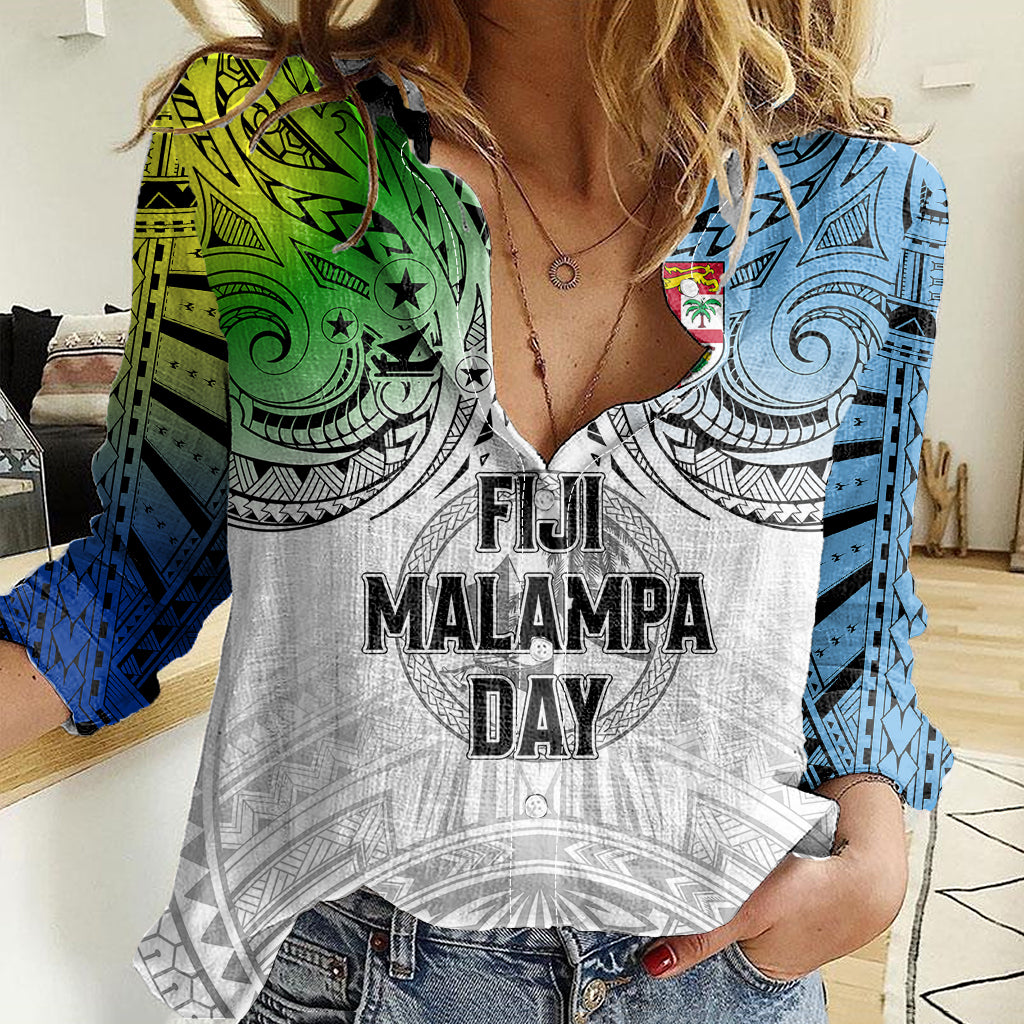 Personalised Malampa Fiji Day Women Casual Shirt Gradient Style - Wonder Print Shop