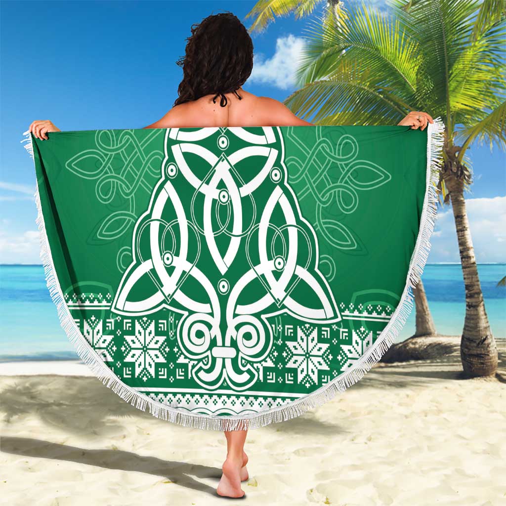 Christmas Ireland Celtic Beach Blanket Special Xmas Tree - Wonder Print Shop