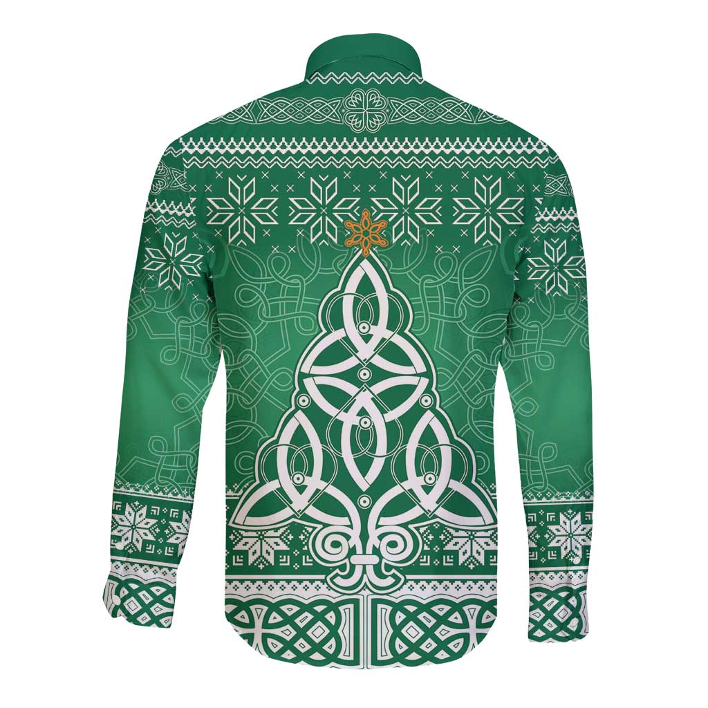 Christmas Ireland Celtic Long Sleeve Button Shirt Special Xmas Tree - Wonder Print Shop