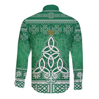 Christmas Ireland Celtic Long Sleeve Button Shirt Special Xmas Tree - Wonder Print Shop