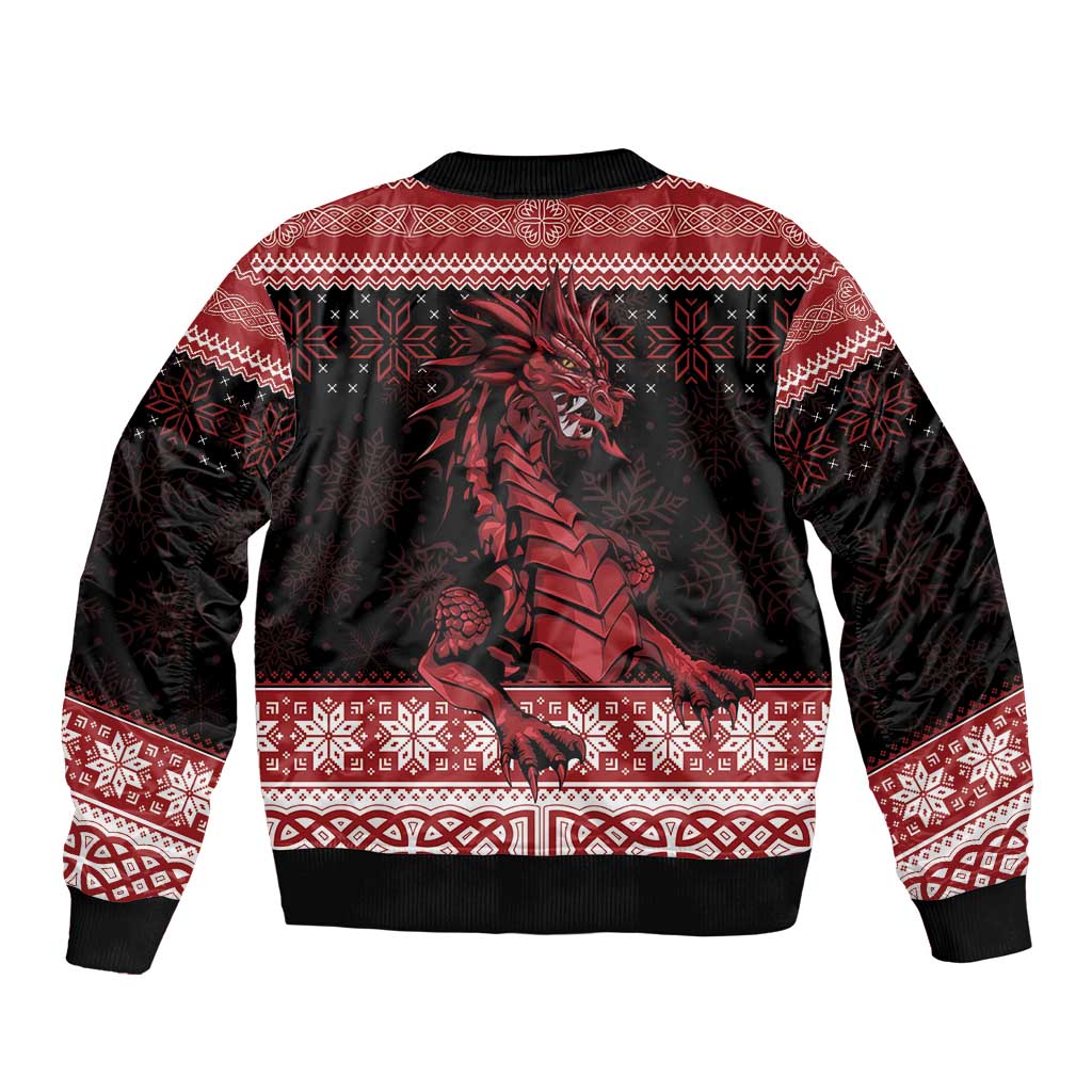 Christmas Wales Celtic Bomber Jacket Welsh Dragon Nadolig Llawen - Wonder Print Shop