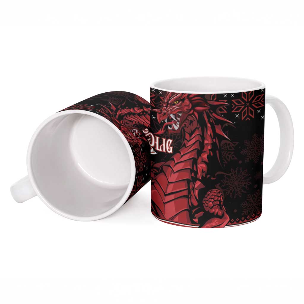 Christmas Wales Celtic Ceramic Mug Welsh Dragon Nadolig Llawen - Wonder Print Shop