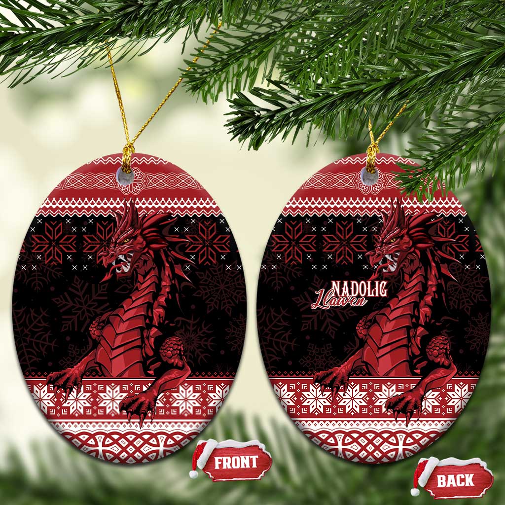 Christmas Wales Celtic Ceramic Ornament Welsh Dragon Nadolig Llawen - Wonder Print Shop