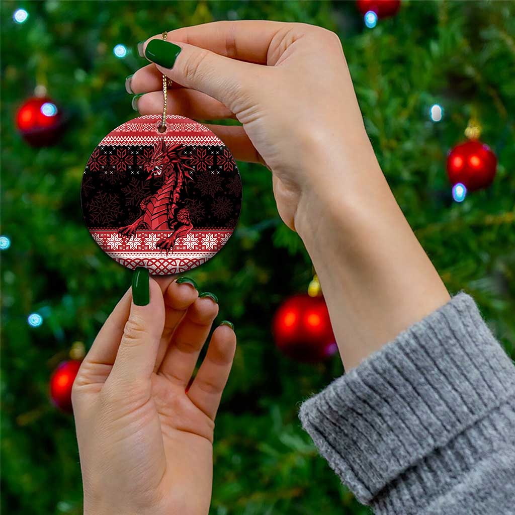 Christmas Wales Celtic Ceramic Ornament Welsh Dragon Nadolig Llawen - Wonder Print Shop