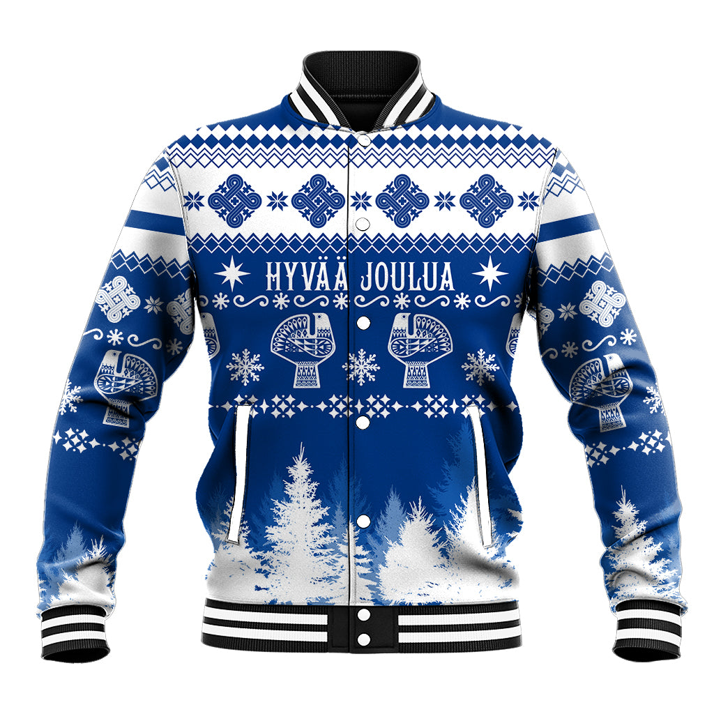 Finland Christmas Hannunvaakuna Tattoo Baseball Jacket Hyvaa Joulua - Flag Color LT7 - Wonder Print Shop