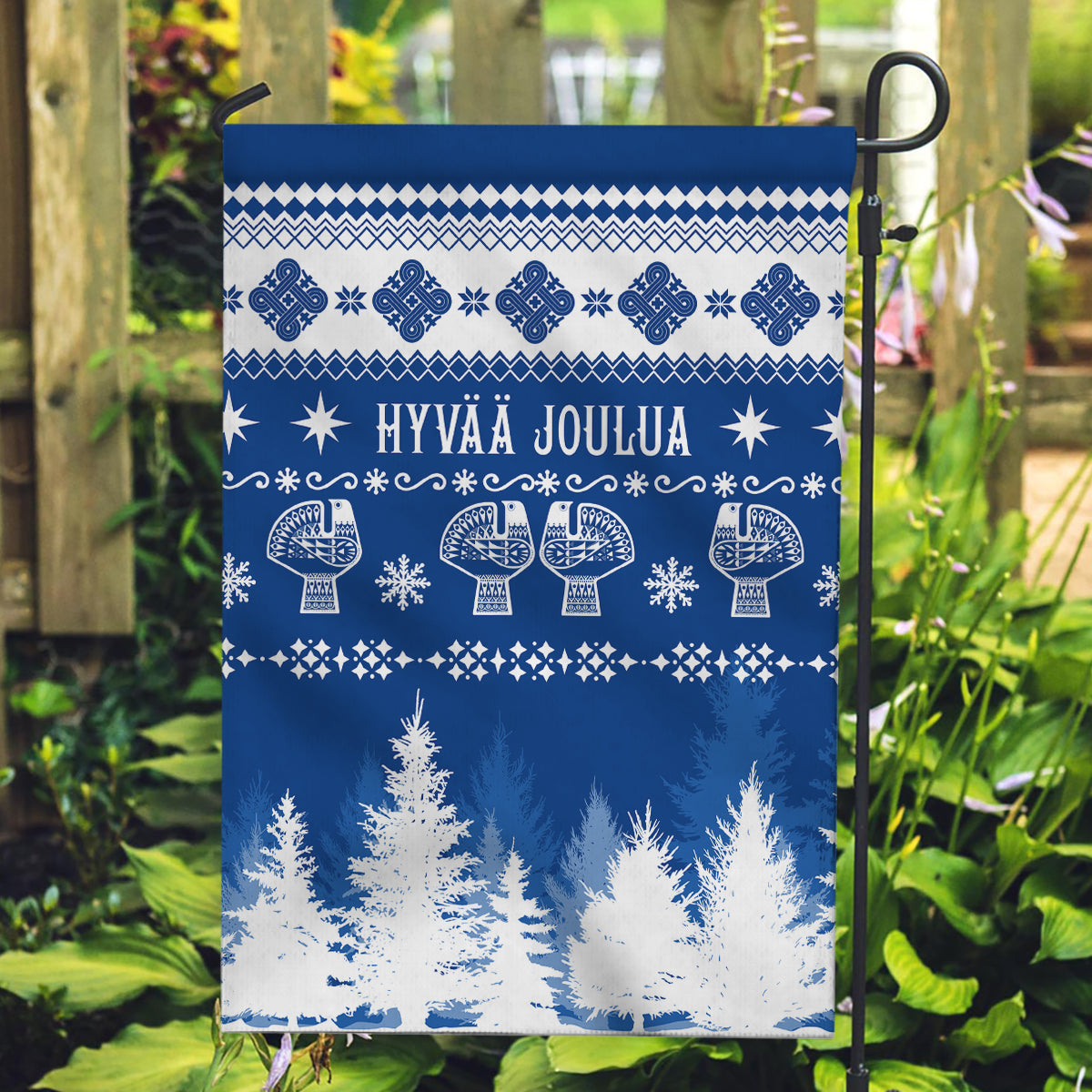 Finland Christmas Hannunvaakuna Tattoo Garden Flag Hyvaa Joulua - Flag Color - Wonder Print Shop