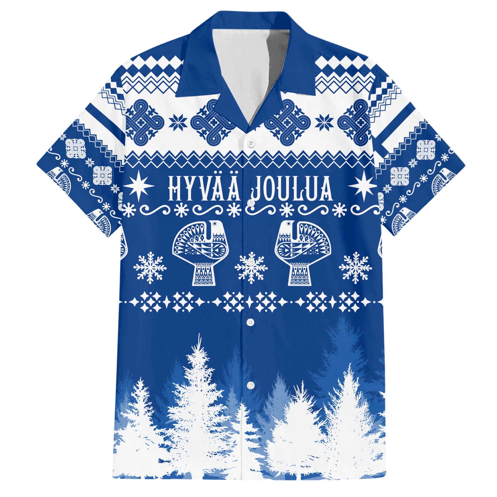 Finland Christmas Hannunvaakuna Tattoo Hawaiian Shirt Hyvaa Joulua - Flag Color - Wonder Print Shop