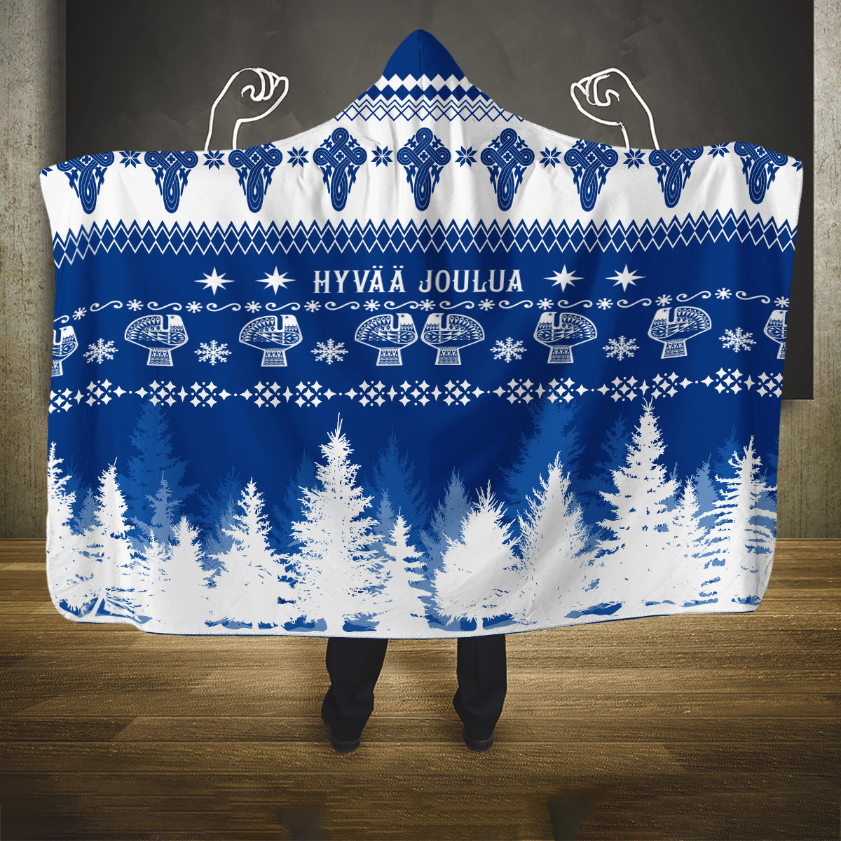 finland-christmas-hannunvaakuna-tattoo-hooded-blanket-hyvaa-joulua-flag-color