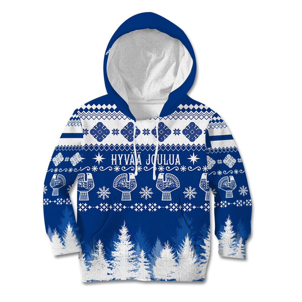 Finland Christmas Hannunvaakuna Tattoo Kid Hoodie Hyvaa Joulua - Flag Color - Wonder Print Shop