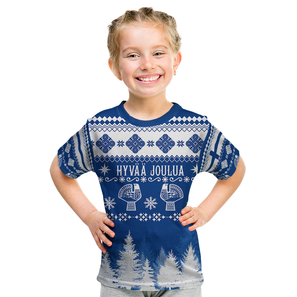 Finland Christmas Hannunvaakuna Tattoo Kid T Shirt Hyvaa Joulua - Flag Color - Wonder Print Shop