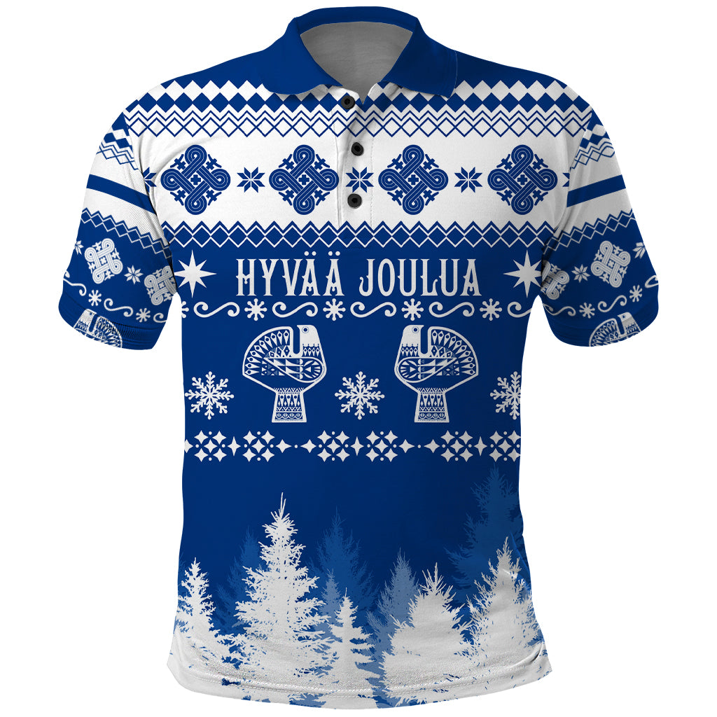 Finland Christmas Hannunvaakuna Tattoo Polo Shirt Hyvaa Joulua - Flag Color - Wonder Print Shop