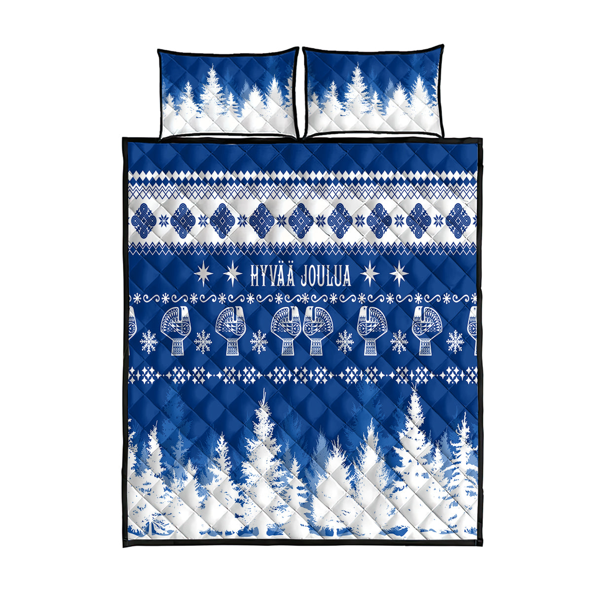 finland-christmas-hannunvaakuna-tattoo-quilt-bed-set-hyvaa-joulua-flag-color