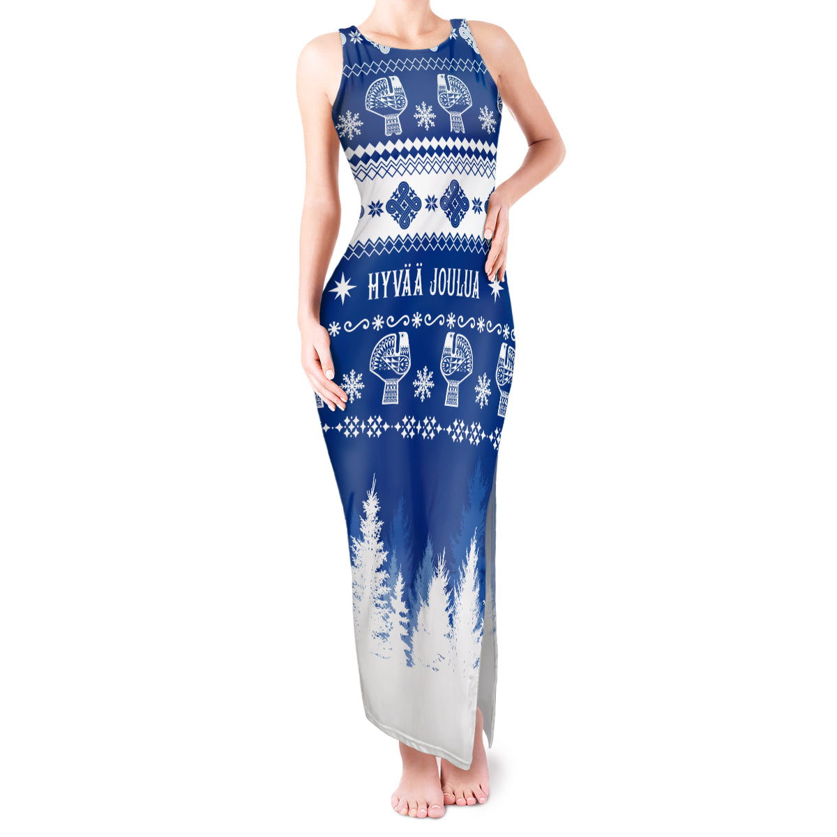 finland-christmas-hannunvaakuna-tattoo-tank-maxi-dress-hyvaa-joulua-flag-color