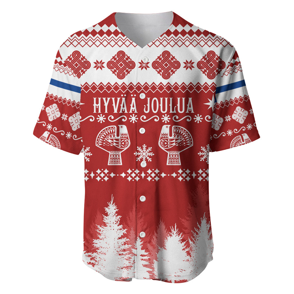 Finland Christmas Hannunvaakuna Tattoo Baseball Jersey Hyvaa Joulua - Red LT7 - Wonder Print Shop