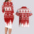 Finland Christmas Hannunvaakuna Tattoo Couples Matching Long Sleeve Bodycon Dress and Hawaiian Shirt Hyvaa Joulua - Red LT7 - Wonder Print Shop