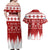 Finland Christmas Hannunvaakuna Tattoo Couples Matching Off Shoulder Maxi Dress and Hawaiian Shirt Hyvaa Joulua - Red LT7 - Wonder Print Shop