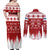 Finland Christmas Hannunvaakuna Tattoo Couples Matching Off Shoulder Maxi Dress and Long Sleeve Button Shirt Hyvaa Joulua - Red LT7 - Wonder Print Shop