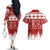 Finland Christmas Hannunvaakuna Tattoo Couples Matching Off The Shoulder Long Sleeve Dress and Hawaiian Shirt Hyvaa Joulua - Red LT7 - Wonder Print Shop