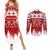 Finland Christmas Hannunvaakuna Tattoo Couples Matching Summer Maxi Dress and Long Sleeve Button Shirt Hyvaa Joulua - Red LT7 - Wonder Print Shop